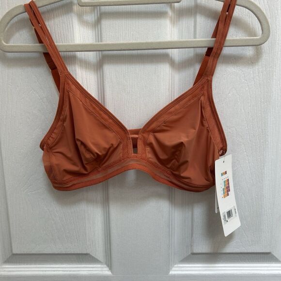 NWT All. You. LIVELY Triangle Bralette Mesh Wireless Bra Size Medium Rust Orange - Picture 5 of 16